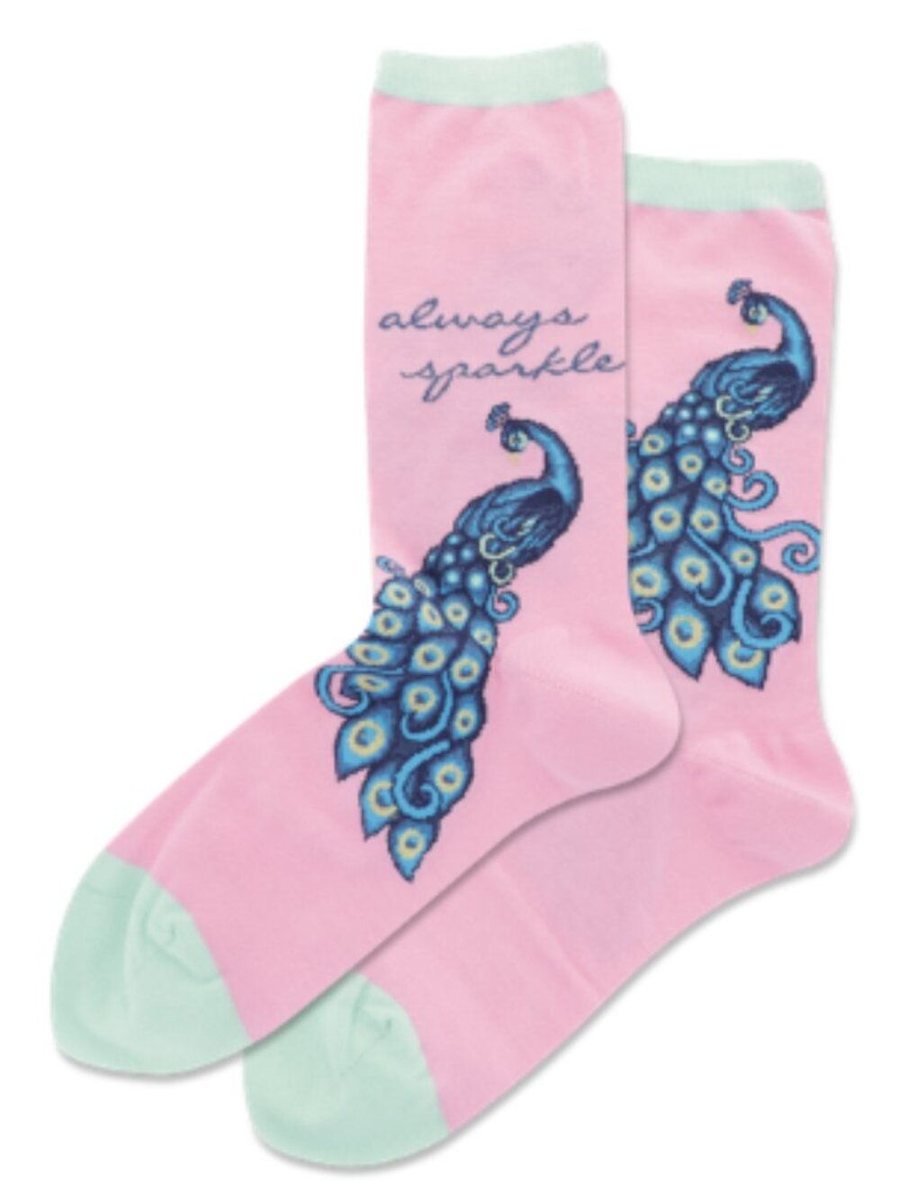 Women's HOTSOX Crew Socks NWT | Always Sparkle Peacock Socks